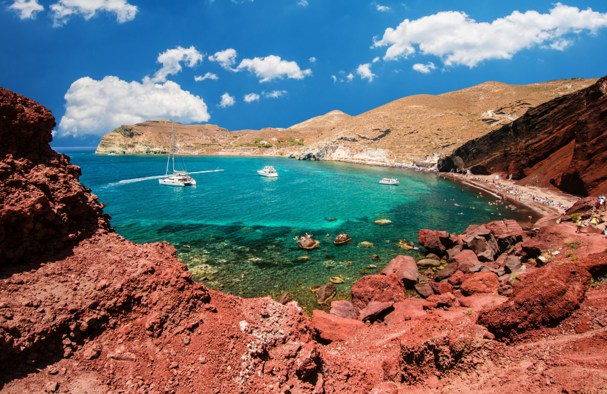 Akrotiri Red Beach on the South Santorini private tour